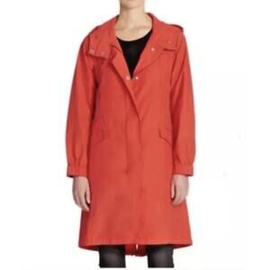 Eileen Fisher Hooded Red Light Weight Rain Jacket Coat size Petite PP/PTP